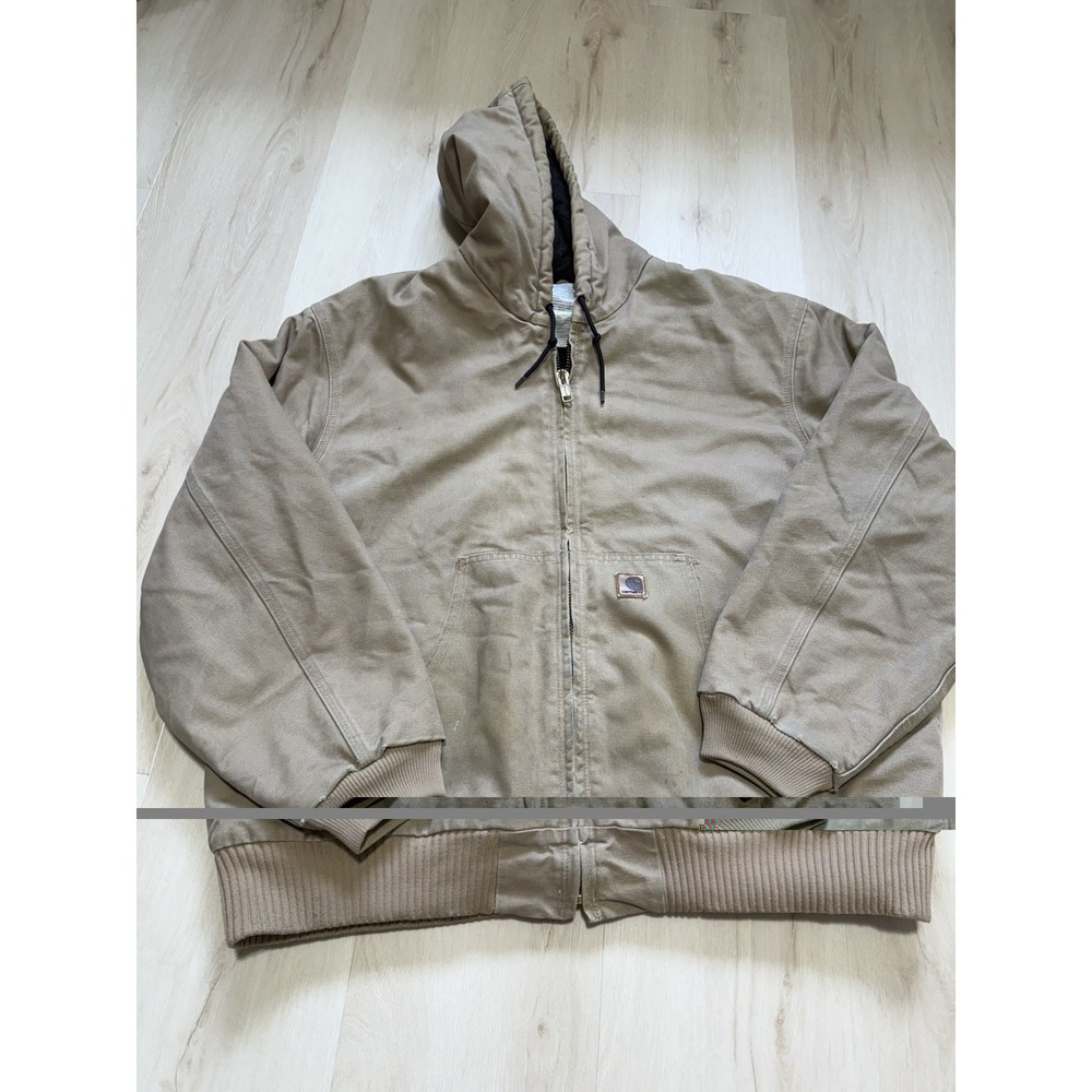 Carhartt Jacket Sandstone Hooded J130 SDL Lined Duck Canvas Men's Size 2XL